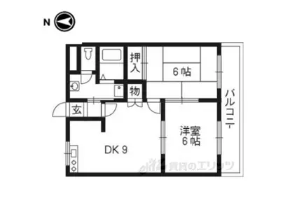 グランディール(2DK/2階)の間取り写真