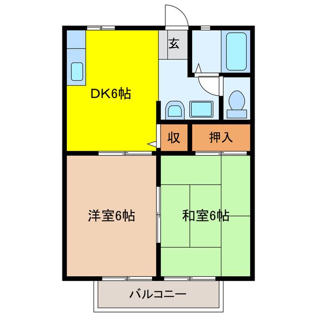 パナハイツ金森(2DK/2階)の間取り写真