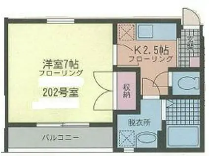 プラチナレジデンス(1K/2階)の間取り写真