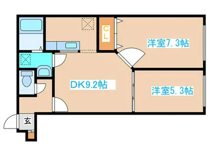 エクセル神宮(2DK/2階)の間取り写真