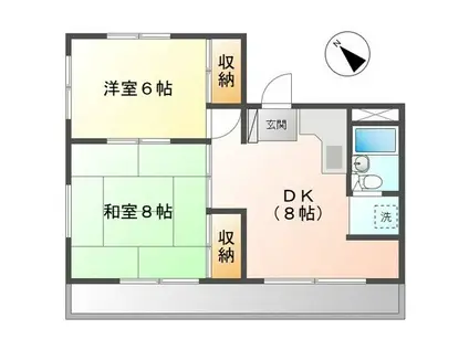 シャイン大久手(2DK/3階)の間取り写真