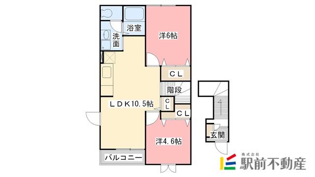 サンプラッツA(2LDK/2階)の間取り写真