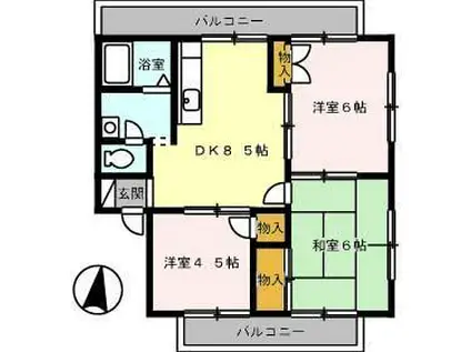 エバーグリーン手城A棟(3DK/3階)の間取り写真