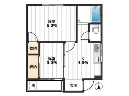 日米ビル(2K/3階)の間取り写真