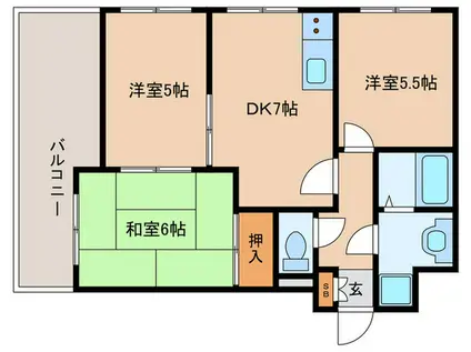 ヒルサイドテラス垂水(3DK/4階)の間取り写真