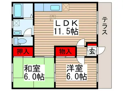 第2ハイツ岡崎(2LDK/1階)の間取り写真
