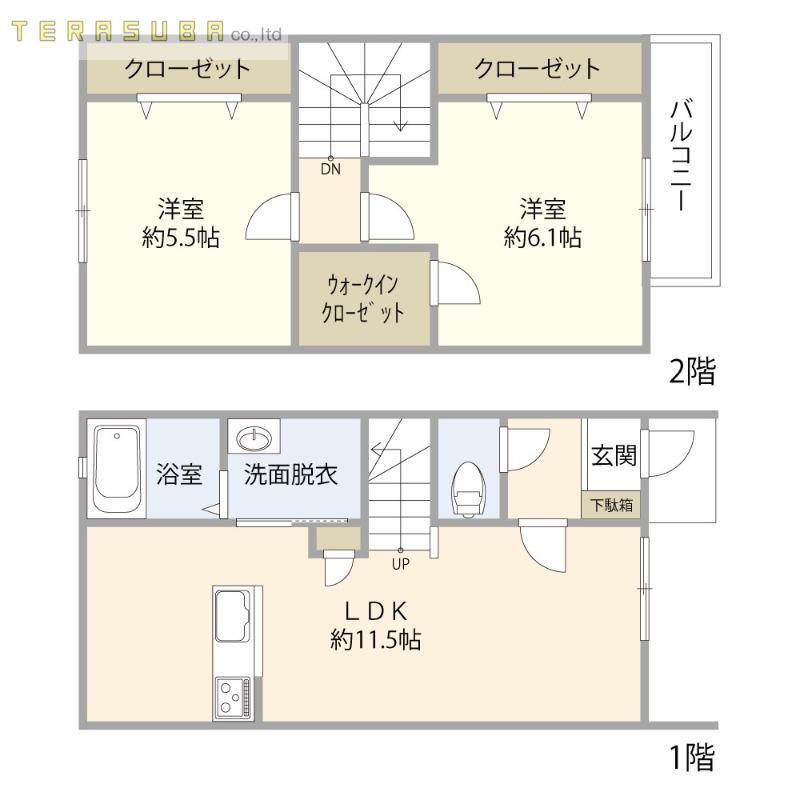 ATTRESE東浜A(2LDK/1階)の間取り写真