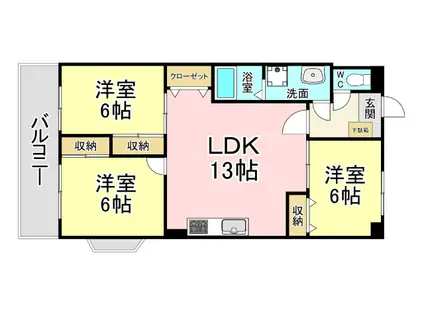 ブランメゾン企救丘(3LDK/1階)の間取り写真