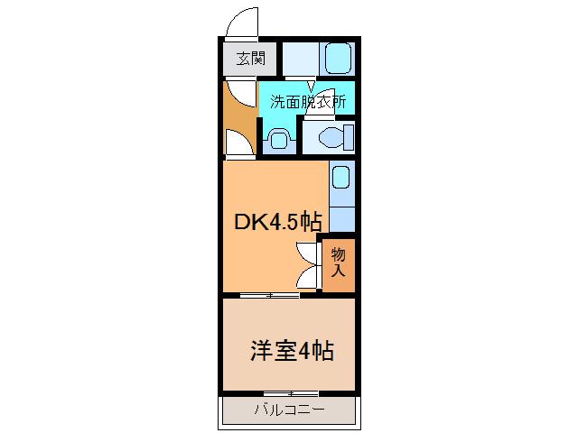 サンシャイン223(1DK/4階)の間取り写真