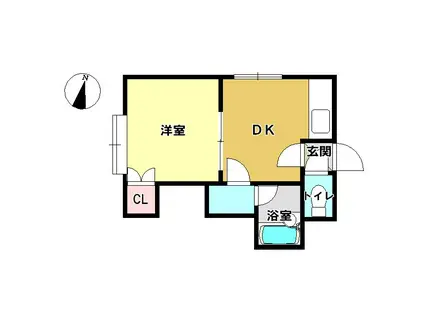ビブレ月寒西II(1DK/2階)の間取り写真