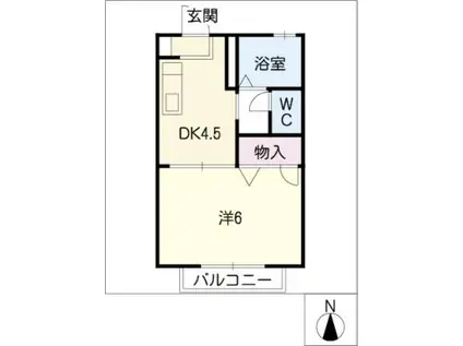 ノース RIVER(1DK/2階)の間取り写真