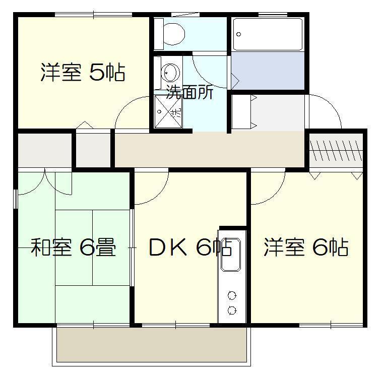 セジュールI(3DK/2階)の間取り写真
