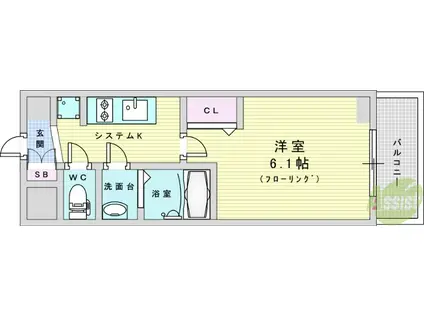 プレサンス東三国駅前グランクラス(1K/2階)の間取り写真