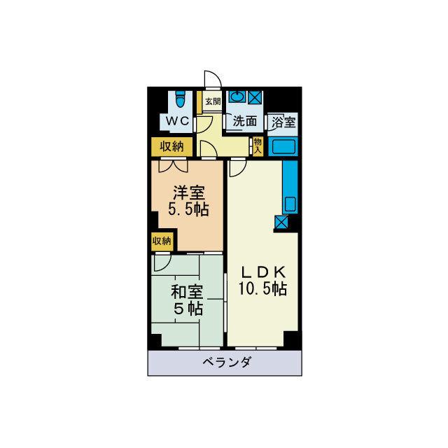 にいやビル(2LDK/5階)の間取り写真