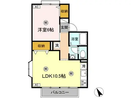 ルマージュ B(1LDK/2階)の間取り写真