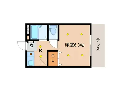 メゾン・メルベーユ(1K/1階)の間取り写真