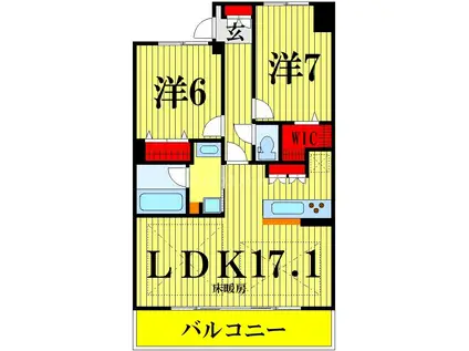 ロイヤルパークス新田(2LDK/6階)の間取り写真