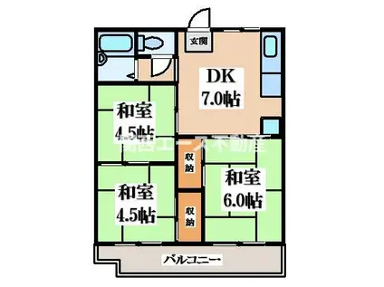 中西ハイツ(3DK/2階)の間取り写真