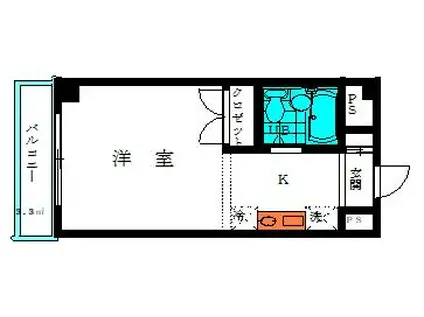 グランドール(1K/2階)の間取り写真