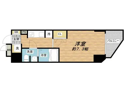 スワンズシティ大手前ソレイユ(1K/3階)の間取り写真