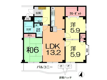 アルディ(3LDK/1階)の間取り写真