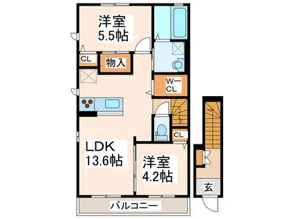 カメリアI(2LDK/2階)の間取り写真