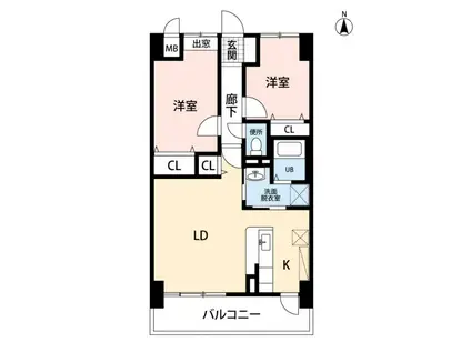 エスポワール辻III(2LDK/3階)の間取り写真