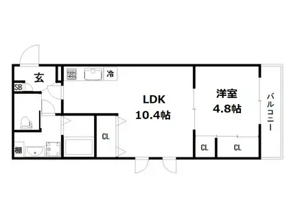 ビクトワール京都河原町(1LDK/2階)の間取り写真