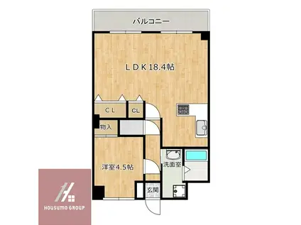 セザール難波西(1LDK/6階)の間取り写真