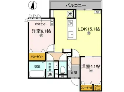 スペチアーレ城北公園(2LDK/2階)の間取り写真