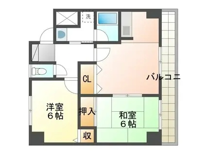 ウェルネス多賀町(2DK/5階)の間取り写真