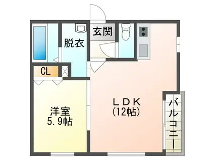 GRAND TERRACE東開I(1LDK/1階)の間取り写真