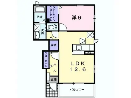 エバーグリーン(1LDK/1階)の間取り写真