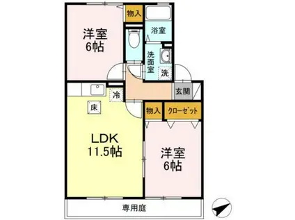 プリマベーラII(2LDK/1階)の間取り写真