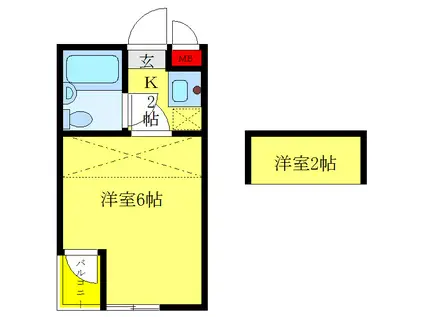 ライブコア赤羽(1K/2階)の間取り写真