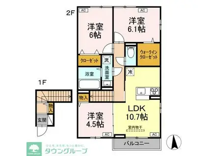 ガーネット I(3LDK/2階)の間取り写真