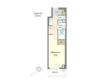 ALIVIS浦安(1K/2階)の間取り写真