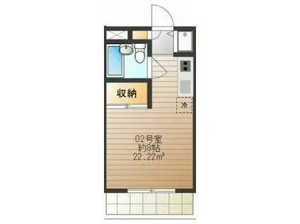 府中ウエスト(ワンルーム/3階)の間取り写真