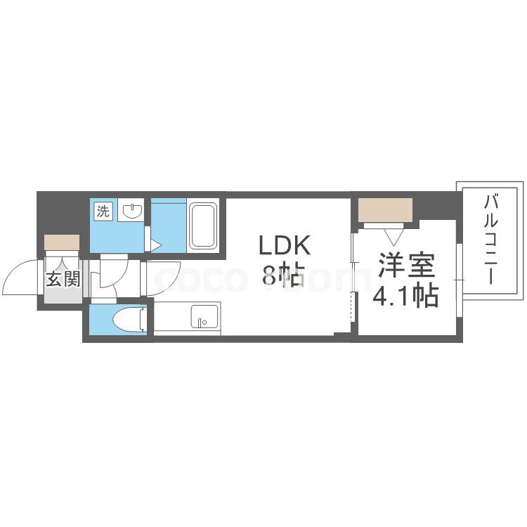 エスリードレジデンス大阪谷町ザ・マークス(1LDK/13階)の間取り写真
