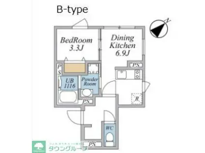 LEGALAND武蔵小山ANNEX(1DK/3階)の間取り写真
