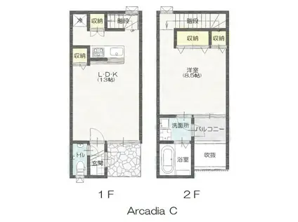 ARCADIA(1LDK/1階)の間取り写真
