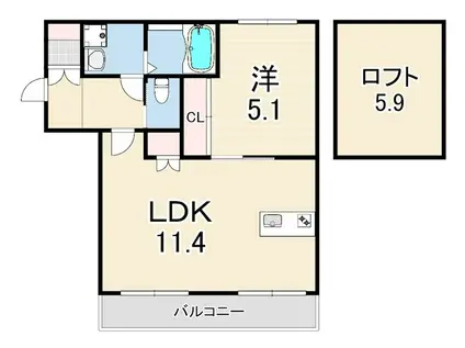 樋之池町JP(1LDK/2階)の間取り写真