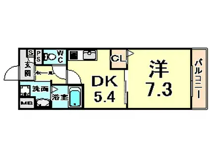 エスポアール(1DK/4階)の間取り写真