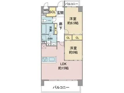 アソシア一社III(2LDK/3階)の間取り写真