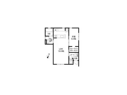 深沢ヒュッテ(1LDK/1階)の間取り写真
