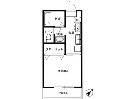 JR東金線 求名駅 徒歩3分 2階建 築21年(1K/1階)の間取り写真
