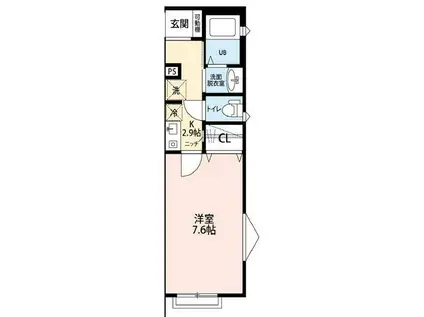 サンクレール松戸(1K/1階)の間取り写真