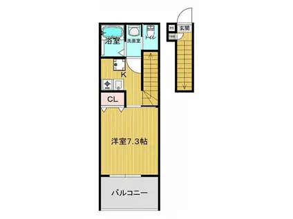 奥田西町AP(1K/2階)の間取り写真