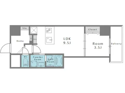 クロスレジデンス阿波座(1LDK/11階)の間取り写真