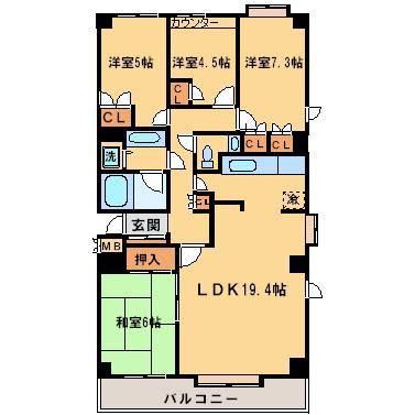 パーク・ハイム鷺沼一丁目(4LDK/6階)の間取り写真